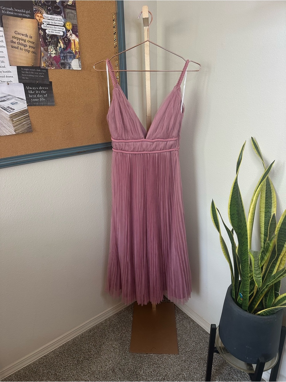 Lulus | elegant Mauve Pleated Slip Dress with V-Neck